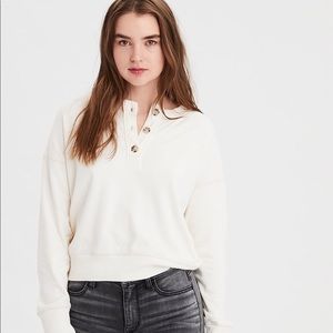 American Eagle cream button sweatshirt